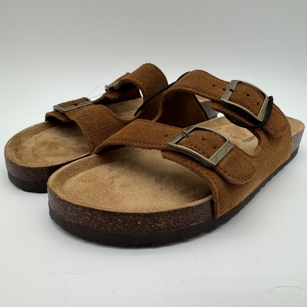 Khombu Asheville Brown Suede Double Buckle Slide Sandals Women's Size 8 NEW